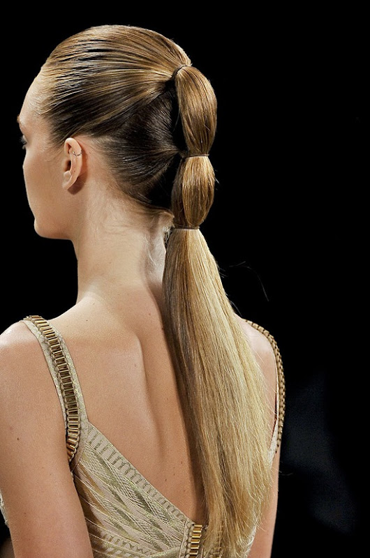 Herve Leger by Max Azria Spring 2012 Details ponytail hair