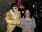 Elvis scares Christina at Dick's Last Resort in the Excalibur.