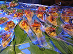 The hors d'oeuvres included many preparations of oysters, shrimp, crab, mussels, and, as you see here, octopus.