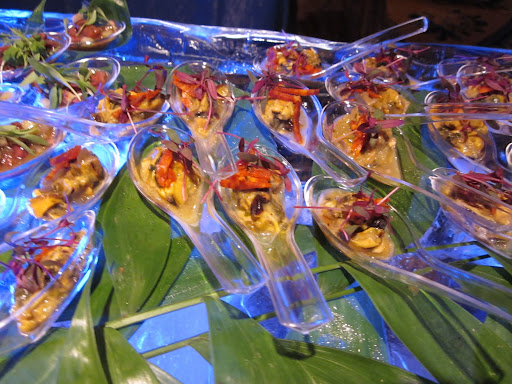 The hors d'oeuvres included many preparations of oysters, shrimp, crab, mussels, and, as you see here, octopus.