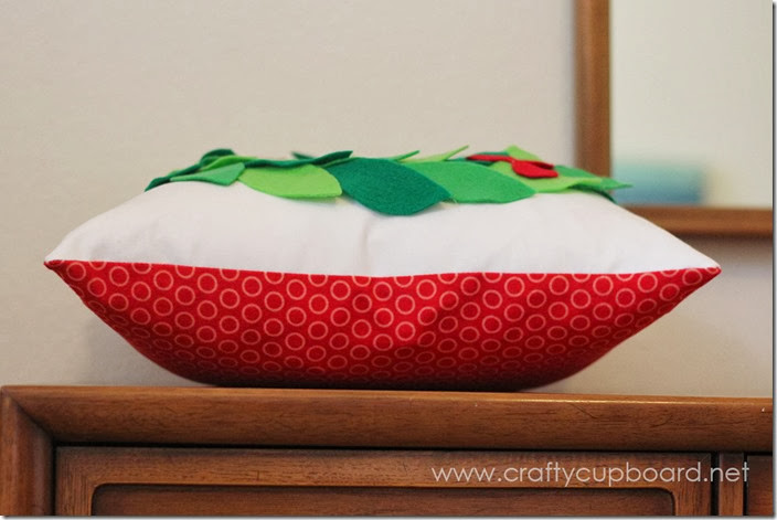 Holly Wreath Pillow Side View Holly Wreath Pillow Side View