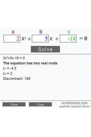 quadratic-equation-solver for android screenshot