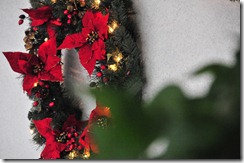 A pointsettia wreath in the lobby. A pointsettia wreath in the lobby.