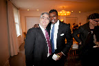 Jonathan Scheer, master dry cleaner and preserver of wedding gowns, with Mark