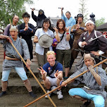 group photo with the staff at Edo Wonderland in Nikko, Japan 