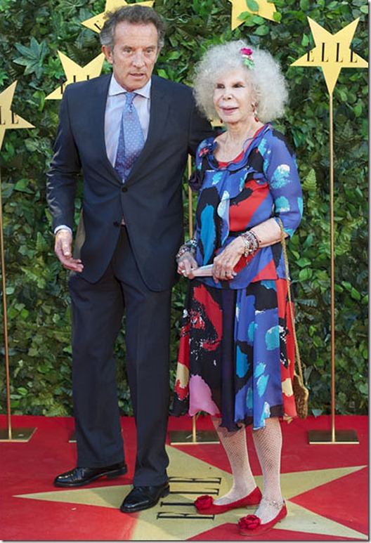 ELLE Awards 25th Anniversary In Madrid...MADRID, SPAIN - JUNE 30:  Duchess of Alba, Cayetana Fitz-James Stuart and  Alfonso Diez  attend ELLE Awards 25th Anniversary at the Matadero cultural center on June 30, 2011 in Madrid, Spain.  (Photo by Carlos Alvarez/Getty Images)