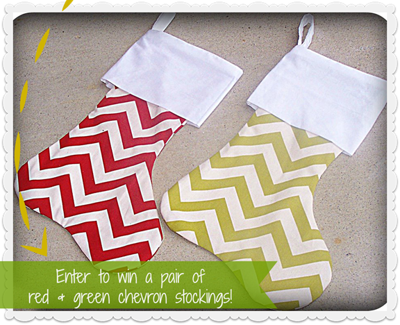Enter to win a pair of red & green chevron stockings from No Whining Pleez on etsy #giveaway