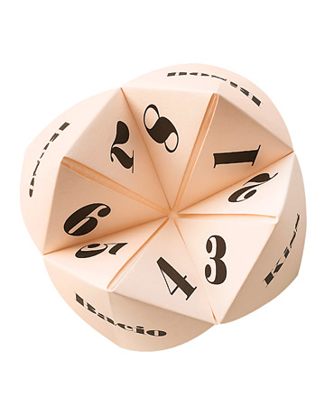 To play, pick a word (kiss in four languages) and spell it as you move the flaps in and out and side to side in time with the letters. Then, pick a number from the ones showing and move the flaps as you count. Finally, pick a number and open the fortune-teller to reveal whom you should kiss and pucker up! To play, pick a word (kiss in four languages) and spell it as you move the flaps in and out and side to side in time with the letters. Then, pick a number from the ones showing and move the flaps as you count. Finally, pick a number and open the fortune-teller to reveal whom you should kiss and pucker up!