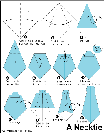 corbata origami diagramas