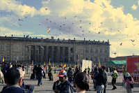 The view of Capitolio Nacional from Plaza Bolivar.