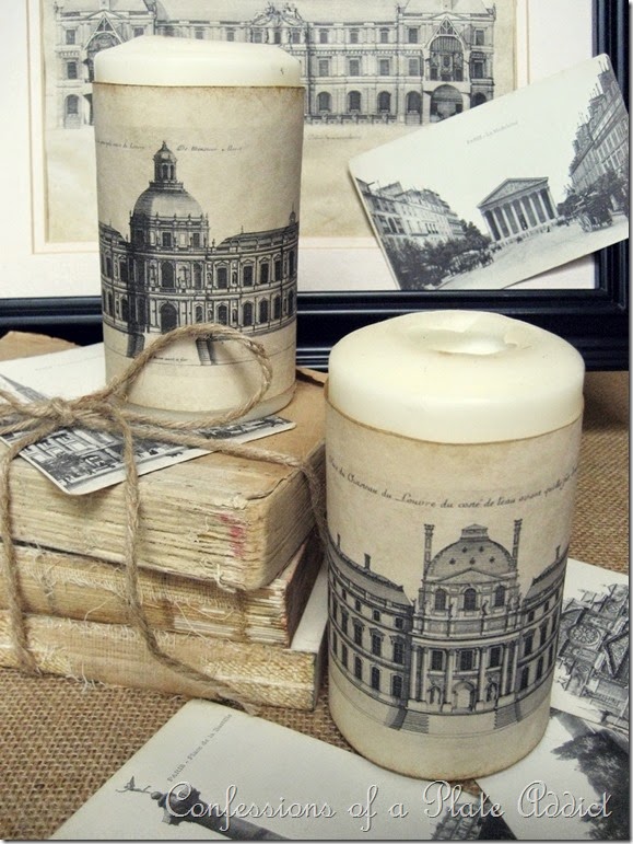 CONFESSIONS OF A PLATE ADDICT Parisian Architecture {Aged Paper} Candle Wraps