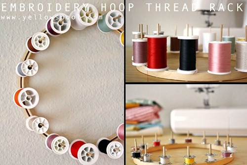 Embroidery hoop thread rack tutorial