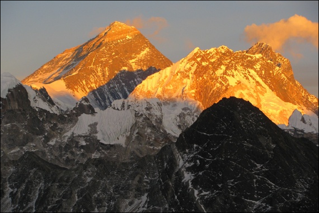 Glaciologist Kimberly Casey snapped this shot of Everest on a research expedition in 2009. The worst accident in the mountain's history has effectively ended the 2014 climbing season and was caused by global warming. John All, a climber, scientist, and professor of geography at Western Kentucky University, said, 'The ice is melting at unprecedented rates and that greatly increases the risk to climbers.' Photo: Kimberly Casey