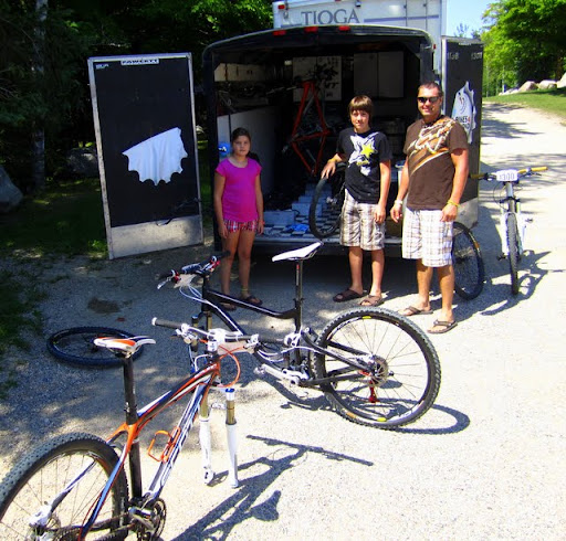 Fawcett family from Winipeg getting ready for a ride on the trails.