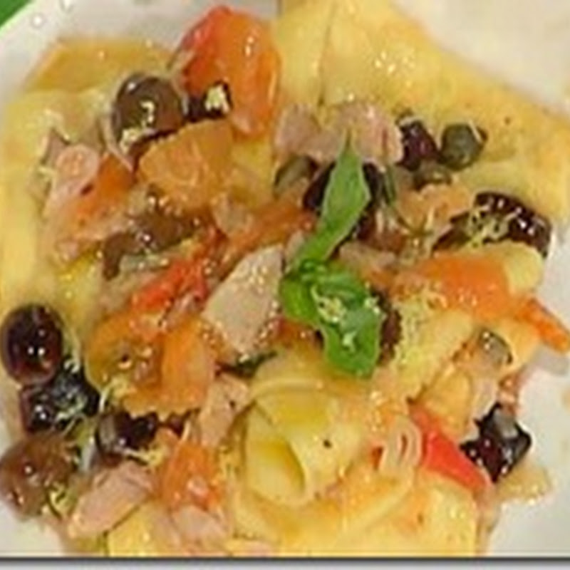 Maltagliati al tonno con pomodorini, olive taggiasche e timo
