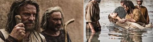 c0 L-R, Moses, Aaron, Jesus (being baptized) and John the Baptist (in dreadlocks?), in The History Channel's The Bible