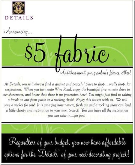 $5 Fabric Announcement