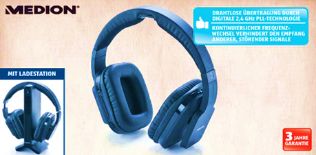 Hofer 19.12.2013: Medion Life E89288 wireless headphones with PPL  technology on offer