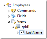 'LastName' data field in grid1 view of Employees controller 'LastName' data field in grid1 view of Employees controller