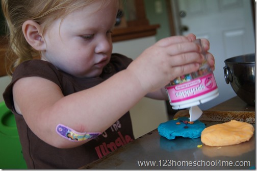 Making playdough cookies Making playdough cookies