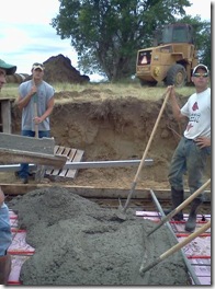 pouring concrete