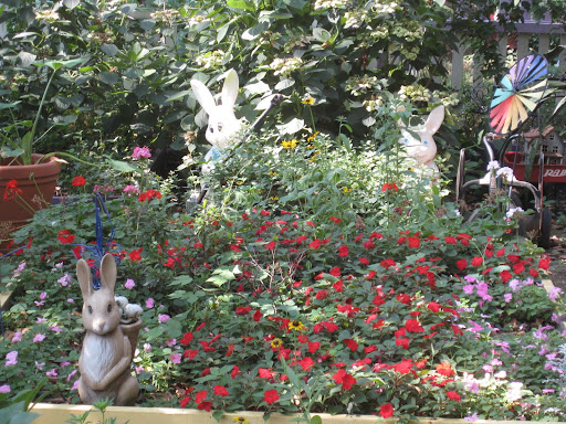No real rabbits in the highly urbanized South Bronx, so this collection of plastic one fills in. All the country atmosphere, none of the rabbit damage!