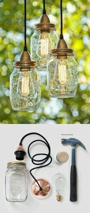 Фонари из стеклянных бутылок