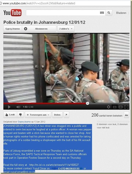 SA SOLDIERS PIC5 PATROL STREETS JOHANNESBURG BREAK OPEN FOREIGN OWNED SHOPS ATTACK CIVILIANS JAN 13 2012