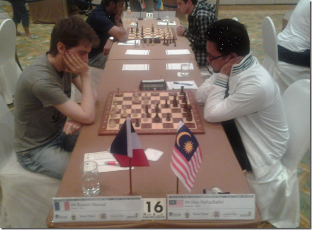 IM Bijaoui Manuel, France vs IM Mas Hafizulhelmi, Malaysia, round 7, BCC 2013, Thailand