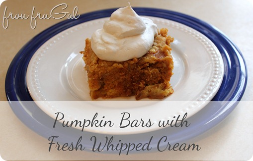 frou fruGAL Pumpkin Bars with Fresh Whipped Cream