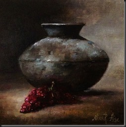 Terracotta Vase and Grapes 6x6_3