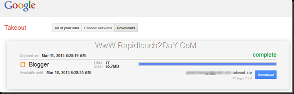 Backup All Your Blogger Blogs - Google Takeout 4