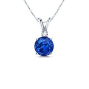 Round Sapphire and Diamond V-Bale Pendant (6 mm) Round Sapphire and Diamond V-Bale Pendant (6 mm)
