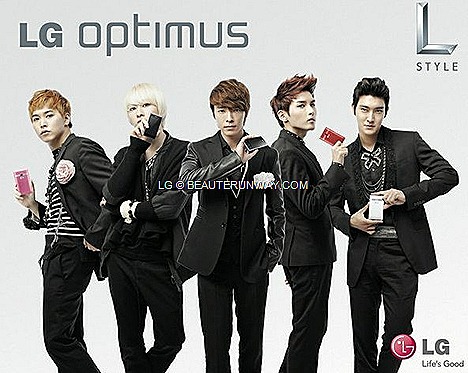 LG Electronics Super Junior Korea Optimus L-Series Smartphone L7, L5, L3  Asia famous boy band idol groups Leeteuk Yesung Shindong Sungmin Eunhyuk Donghae Siwon, Ryeowook, Kyuhyun K-pop indonesia Taiwan Singapore Philippines