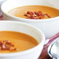 Roasted Butternut Squash Soup with Apples and Bacon
