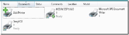 list of printers in control panel hardware section