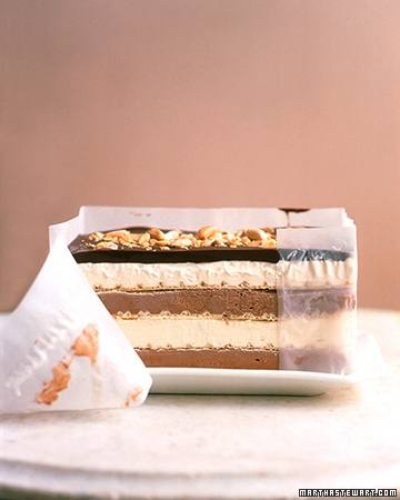 Black-and-white Peanut Bar Ice Cream Cake.
(marthastewart.com/332246/black-and-white-peanut-bar-ice-cream-cak)