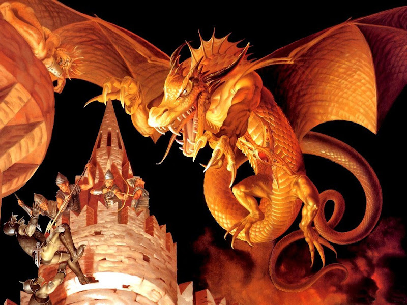 Dragon Attacks Town, Dragons
