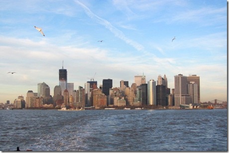 Staten Island Ferry, NYC skyline, and Statue of Liberty with the Godbys