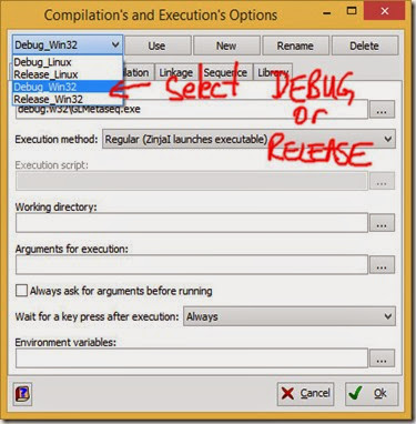 Set project to build a debug or release executable Set project to build a debug or release executable