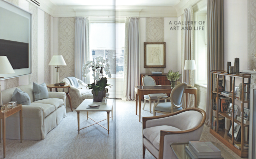 A mix of modern and traditional patterns and shapes makes this Park Avenue sitting room quintessentially New York. A mix of modern and traditional patterns and shapes makes this Park Avenue sitting room quintessentially New York.