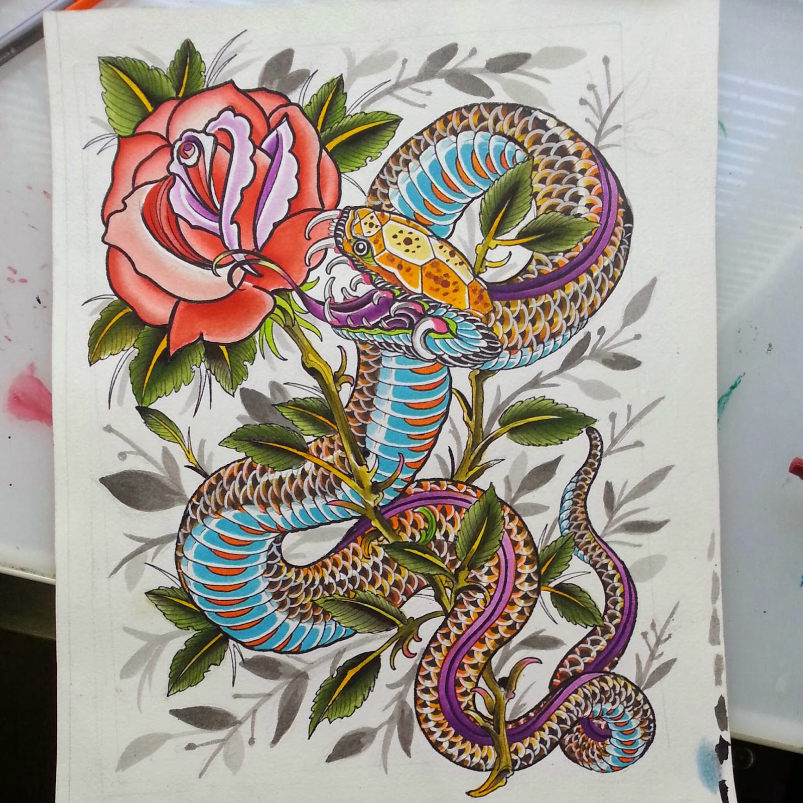 snake amp rose painting tabernacle tattoo snake amp rose painting tabernacle tattoo
