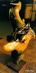 077 - L'Oiseau de la Lopé - 1997<br />
Sculpture<br />
Dorure à l'or fin sur bois polychrome