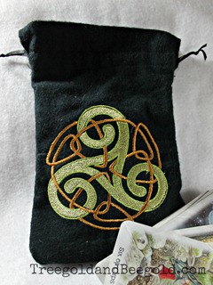 Triskele Embroidered Tarot or Rune Bag by Treegold and Beegold Triskele Embroidered Tarot or Rune Bag by Treegold and Beegold