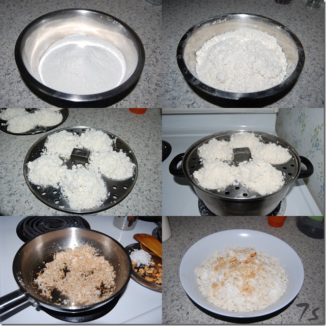 Sweet rice flour puttu process