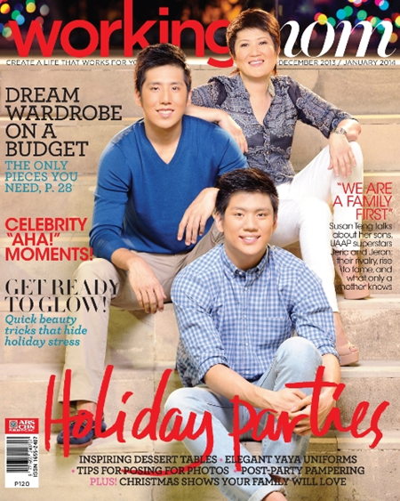 Jeric and Jeron Teng with mom on Working Mom cover