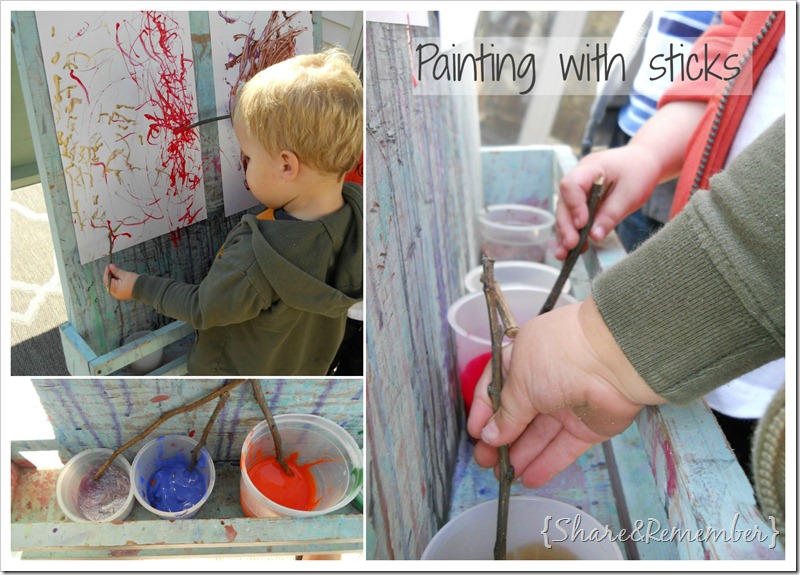 Painting with sticks in preschool 4 Painting with sticks in preschool 4