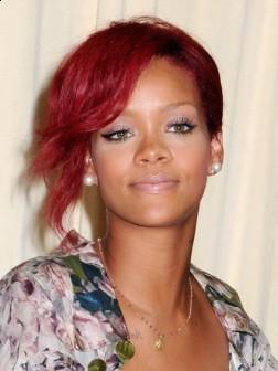 Rihanna with Trendy Red Short Hairstyle for 2013