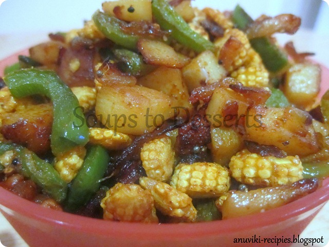 Babycorn capsicum poriyal Babycorn capsicum poriyal