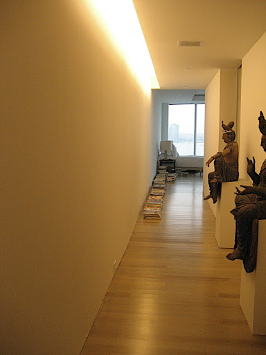 The concealed ceiling lighting as you come into the apartment.  As you can see, it's pretty harsh.